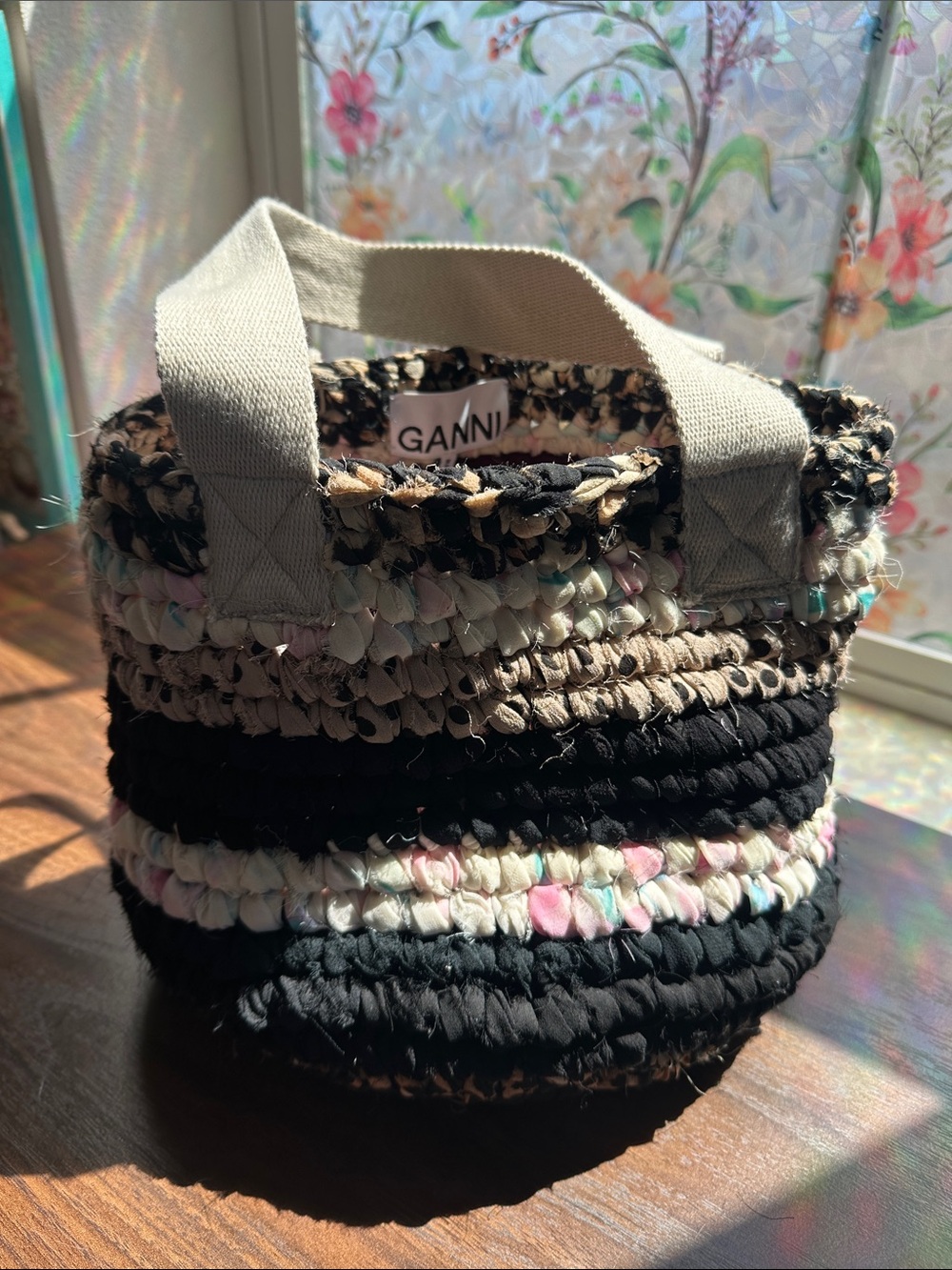GANNI Kiosk Limited Edition Braided textile Tote leopard whimsical